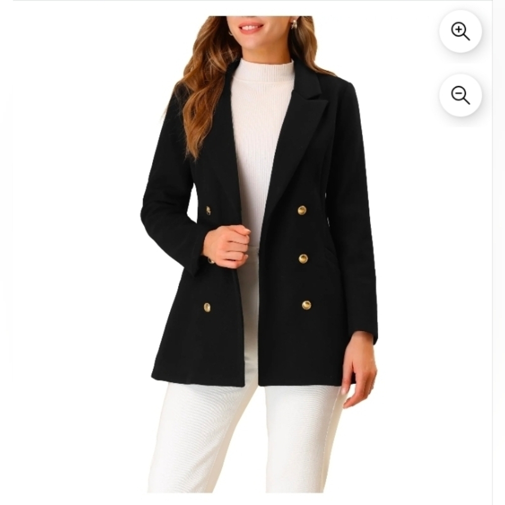 Allegra K Women's Notched Lapel Long Sleeves Double Breasted Winter Trenchcoat